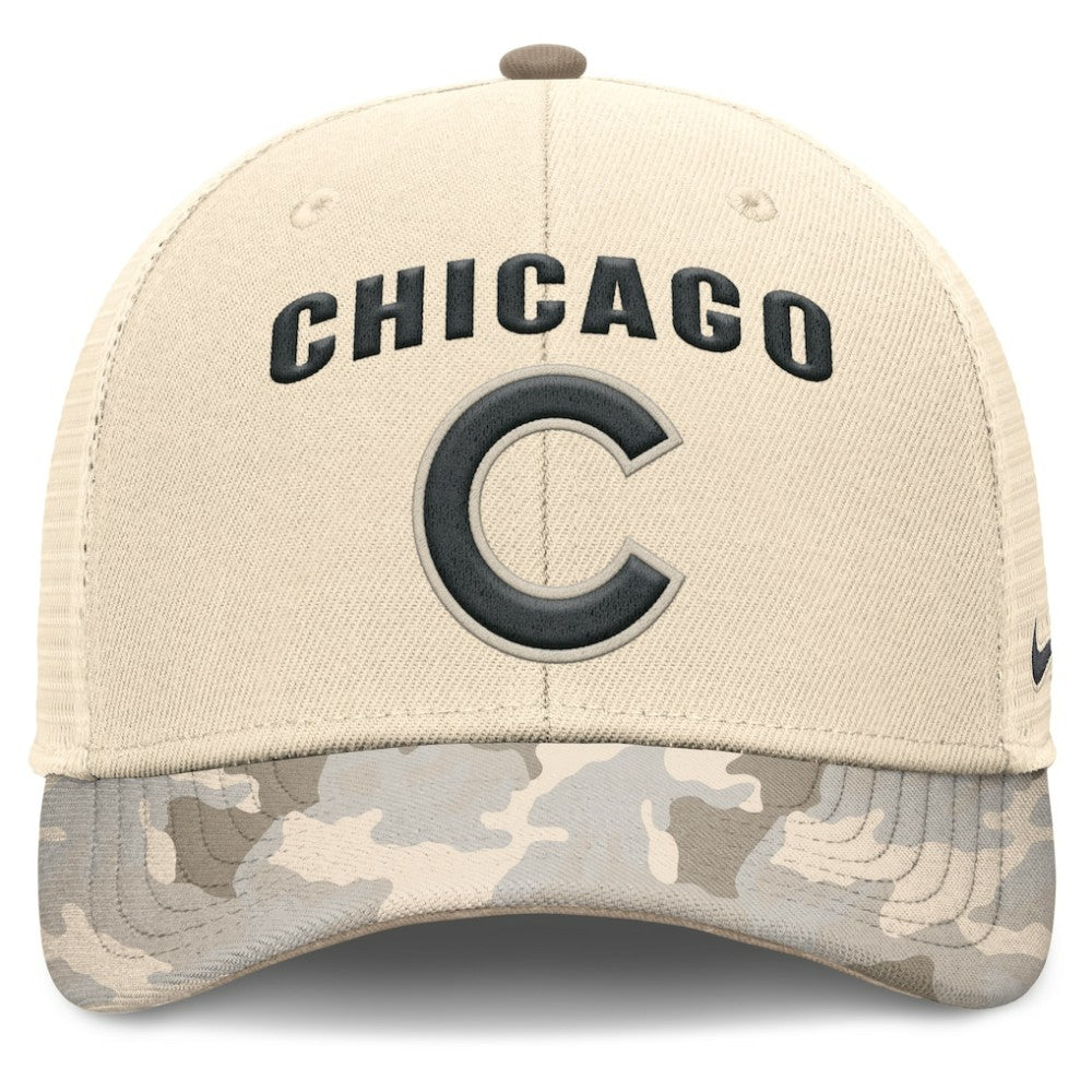 Natural Chicago Cubs Nike Camo Natural Pack Rise Adjustable Trucker Hat