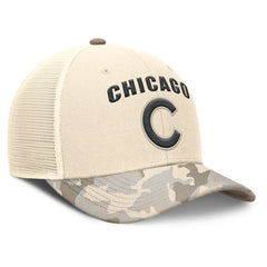 Natural Chicago Cubs Nike Camo Natural Pack Rise Adjustable Trucker Hat