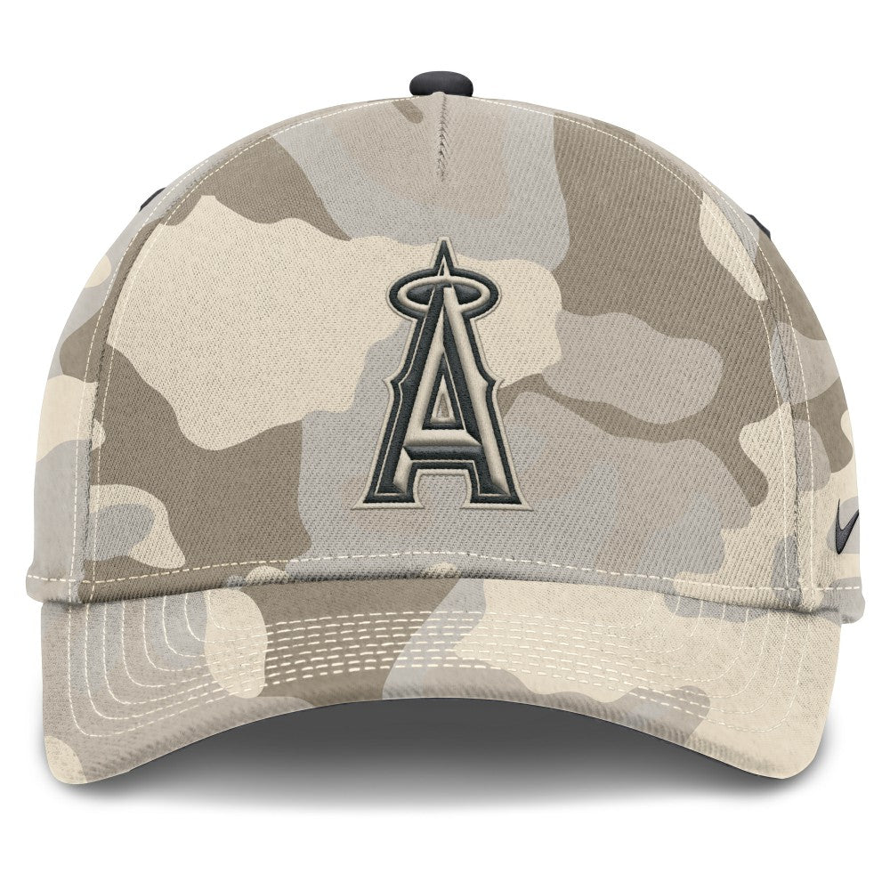 Natural Los Angeles Angels Nike Camo Pack Rise Adjustable Hat