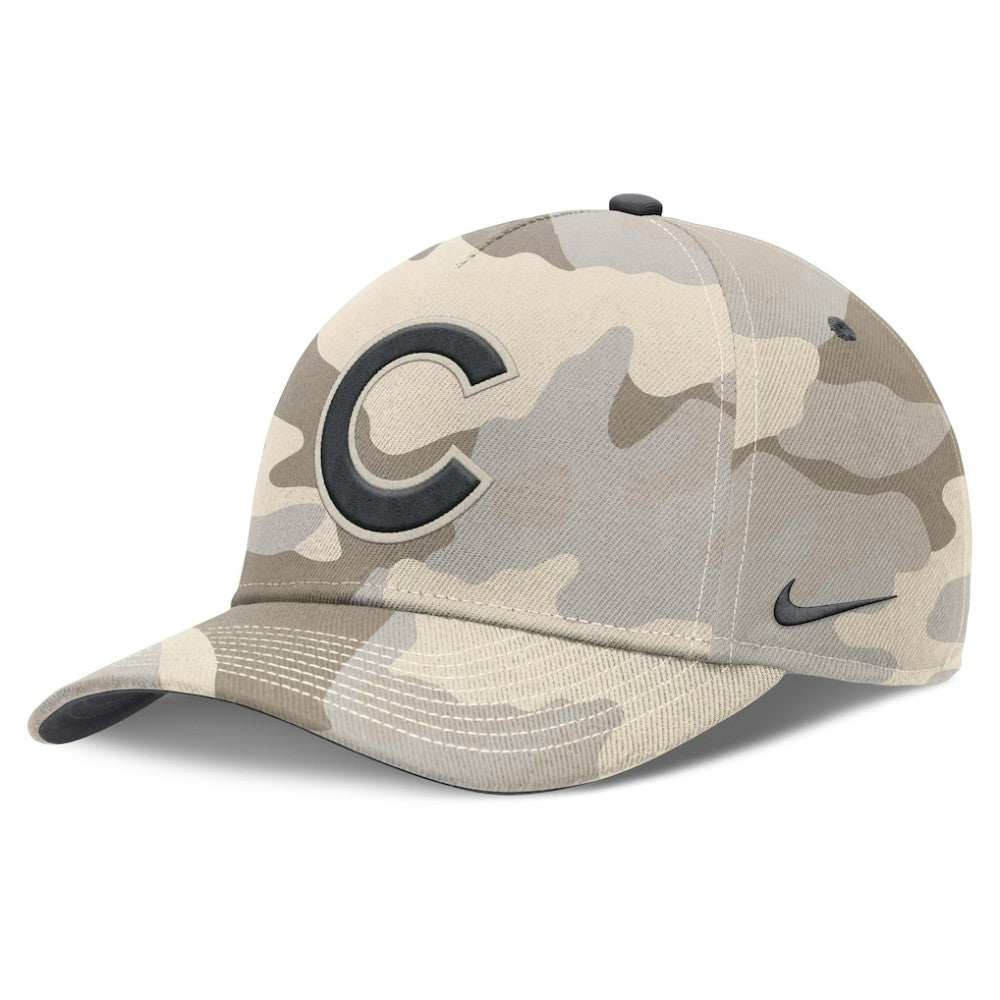 Natural Chicago Cubs Nike Camo Pack Rise Adjustable Hat