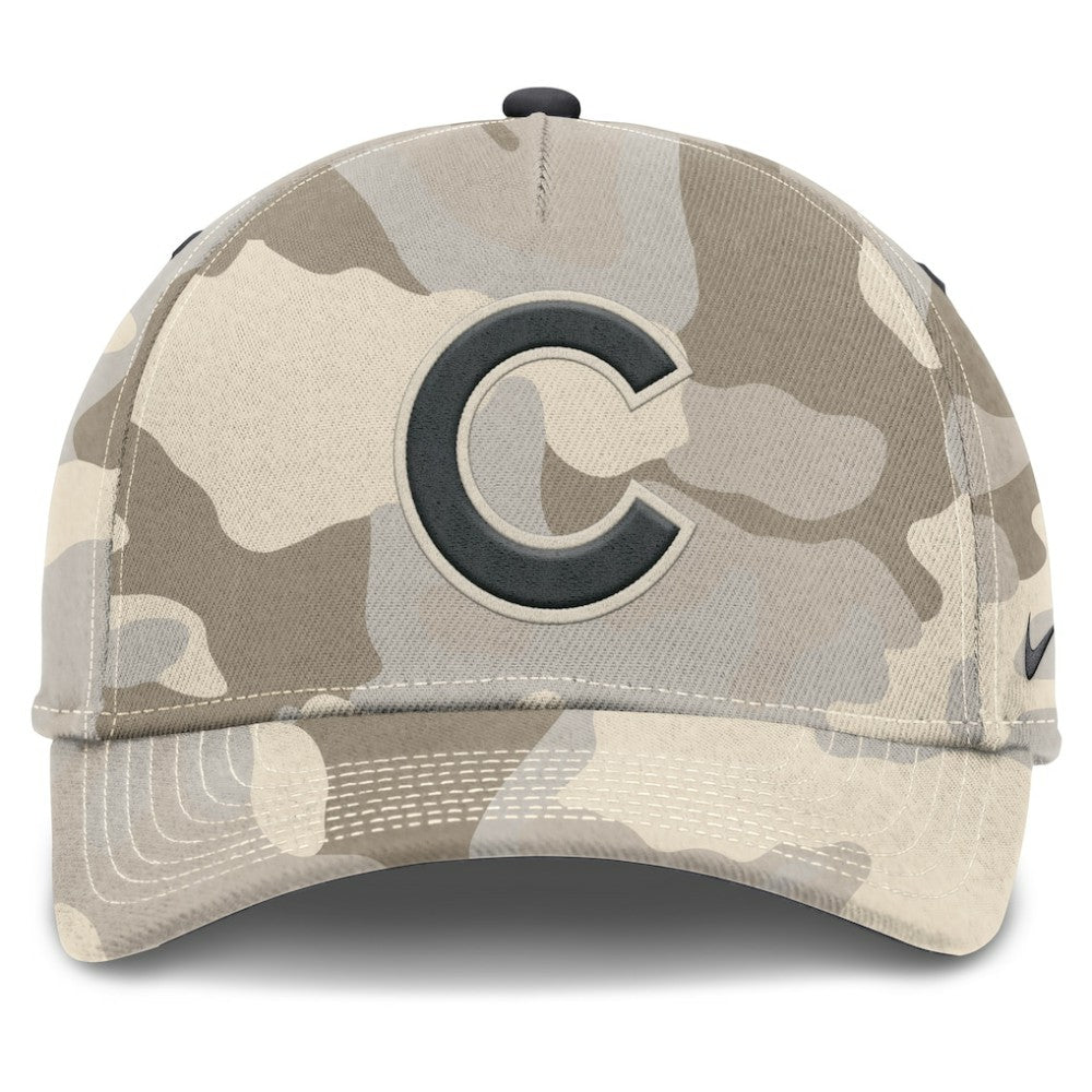 Natural Chicago Cubs Nike Camo Pack Rise Adjustable Hat