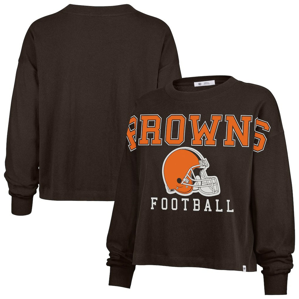 '47 Women's Outreach City Oversized Long Sleeve T-Shirt - Cleveland Browns T-shirts