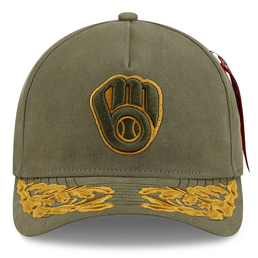 Olive Milwaukee Brewers New Era x Alpha Industries A-Frame 9FORTY Adjustable Hat
