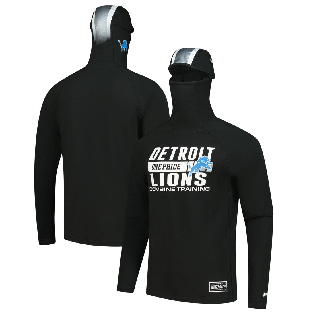 Functional Fandom Balaclava Helmet Stripe Tri-Blend Hoodie - Detroit Lions Hoodies
