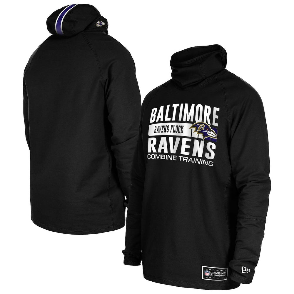Functional Fandom Balaclava Helmet Stripe Tri-Blend Hoodie - Baltimore Ravens Hoodies