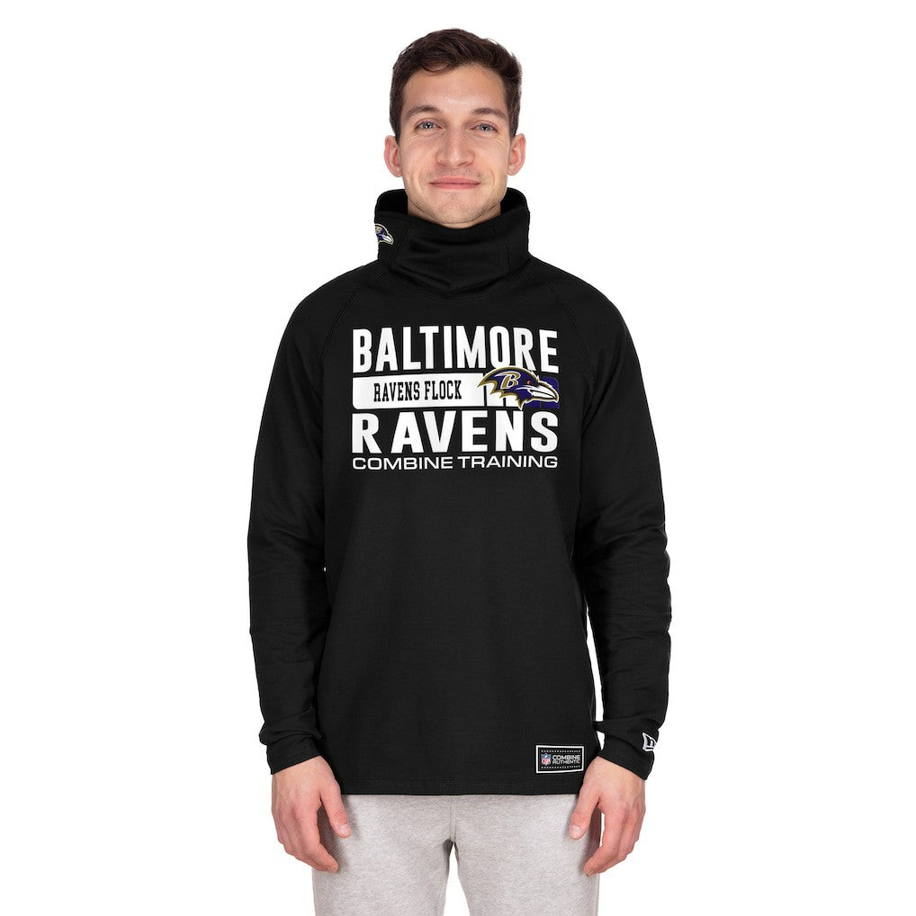 Functional Fandom Balaclava Helmet Stripe Tri-Blend Hoodie - Baltimore Ravens Hoodies