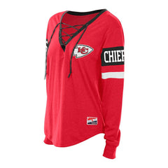 Women's Plus Size Throwback Lace-Up Long Sleeve T-Shirt - Kansas City Chiefs T-shirts