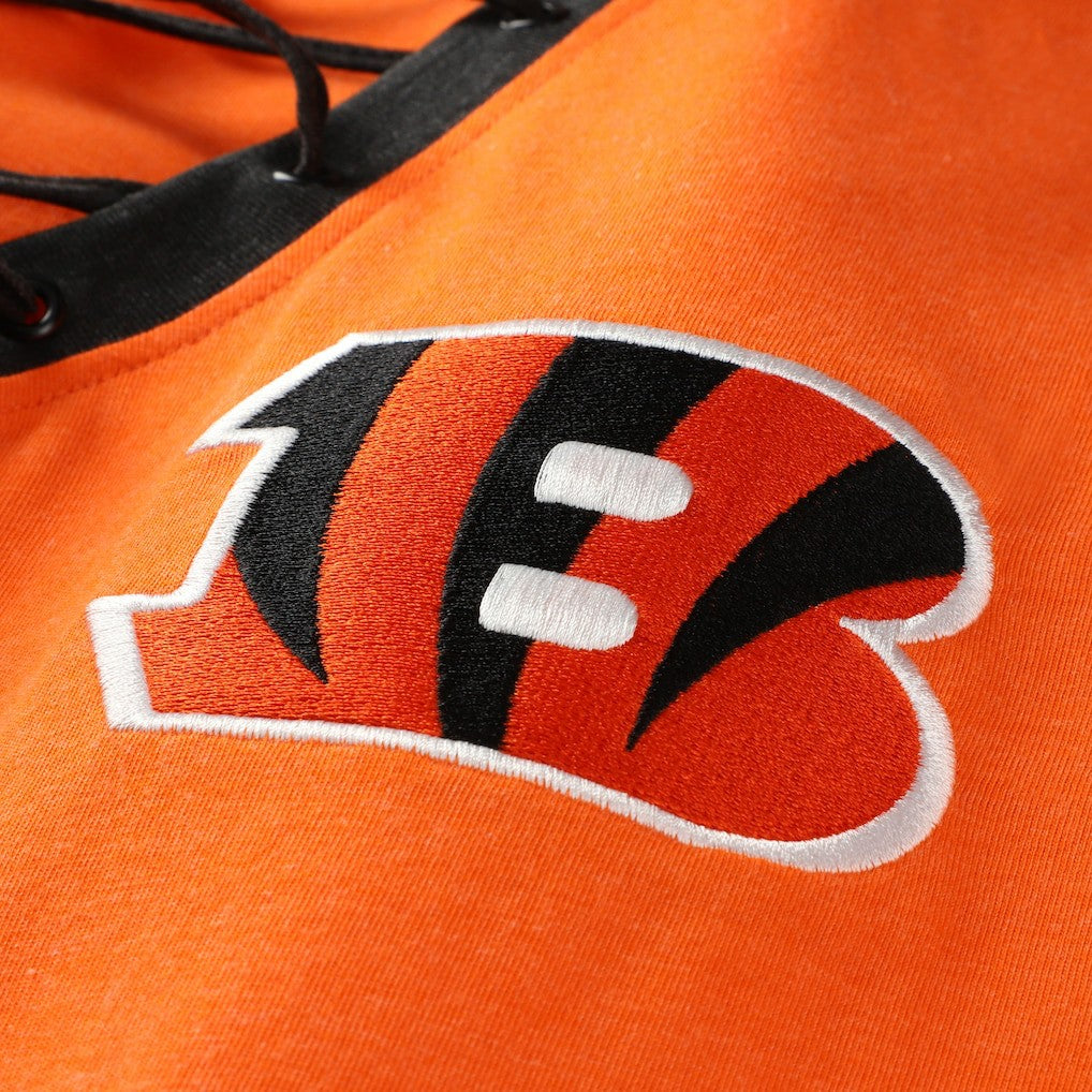 Women's Plus Size Throwback Lace-Up Long Sleeve T-Shirt - Cincinnati Bengals T-shirts