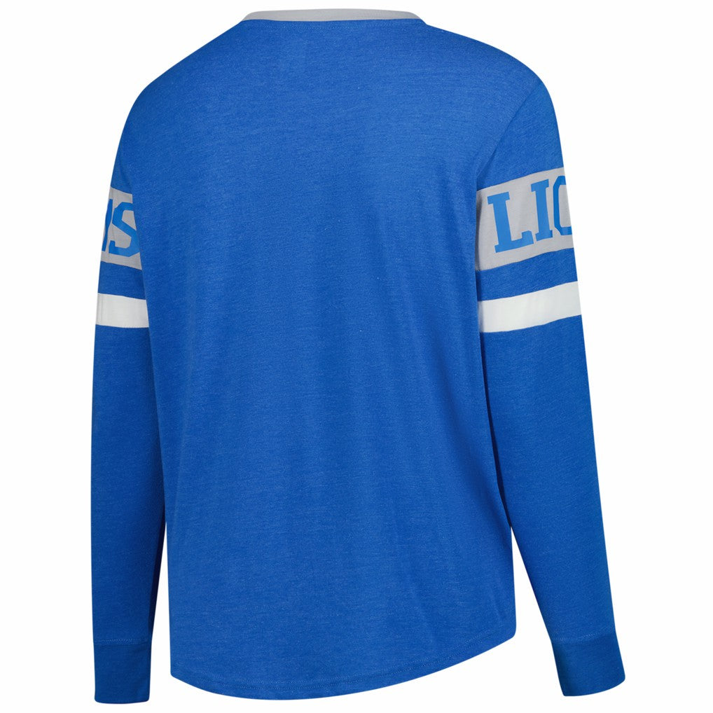 Women's Plus Size Throwback Lace-Up Long Sleeve T-Shirt - Detroit Lions T-shirts