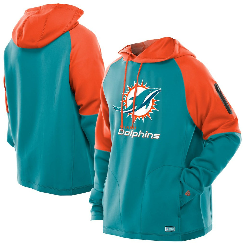 Combine Authentic Color Block Raglan Pullover Hoodie - Miami Dolphins Hoodies