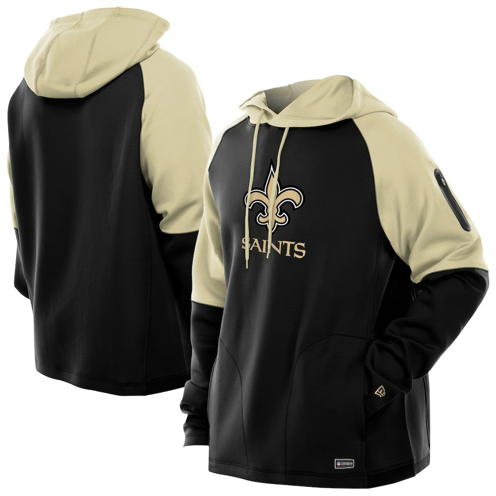 Combine Authentic Color Block Raglan Pullover Hoodie - New Orleans Saints Hoodies