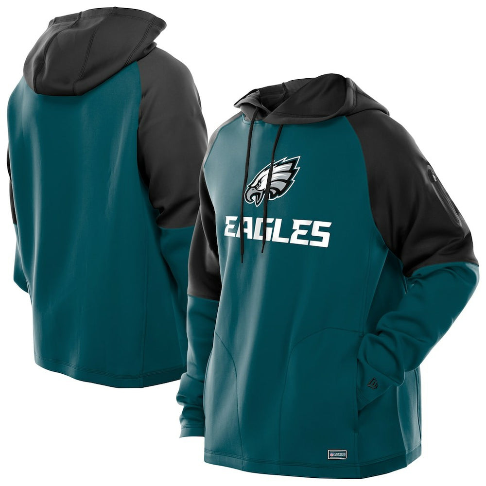 Combine Authentic Color Block Raglan Pullover Hoodie - Philadelphia Eagles Hoodies