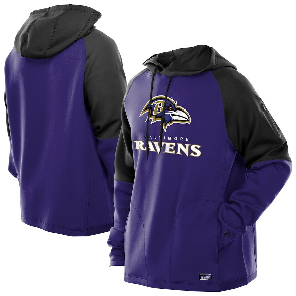 Combine Authentic Color Block Raglan Pullover Hoodie - Baltimore Ravens Hoodies