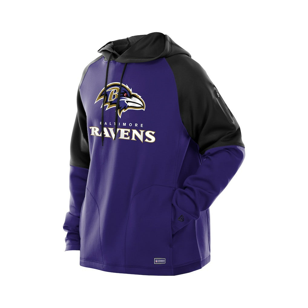 Combine Authentic Color Block Raglan Pullover Hoodie - Baltimore Ravens Hoodies