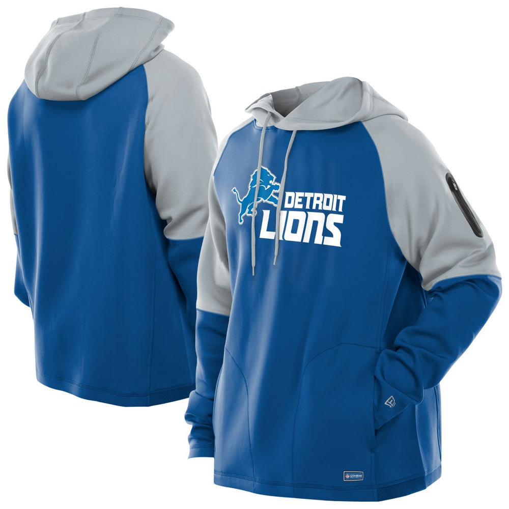 Combine Authentic Color Block Raglan Pullover Hoodie - Detroit Lions Hoodies