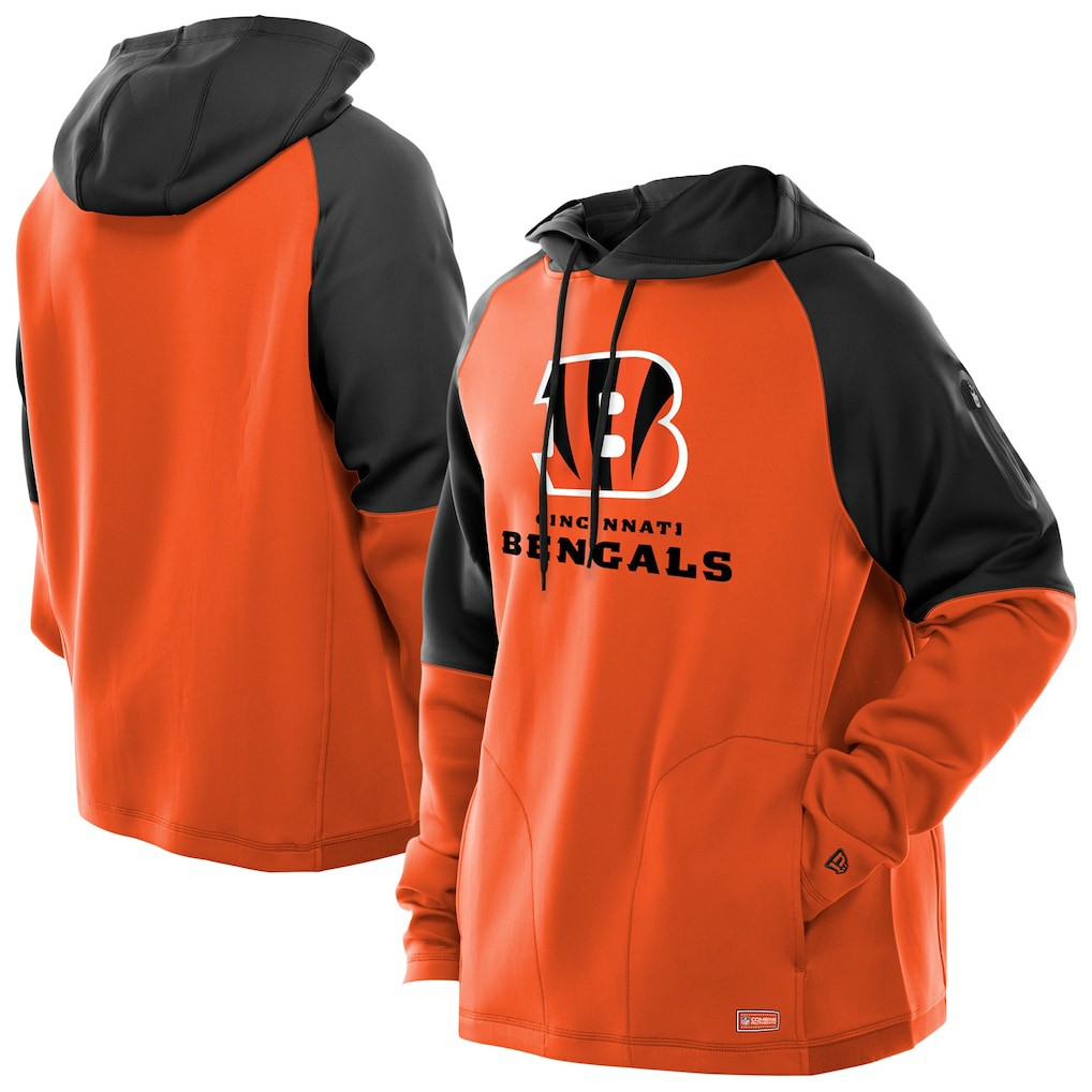 Combine Authentic Color Block Raglan Pullover Hoodie - Cincinnati Bengals Hoodies