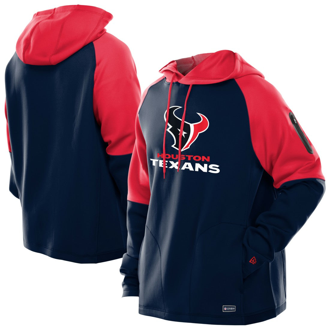 Combine Authentic Color Block Raglan Pullover Hoodie - Houston Texans Hoodies