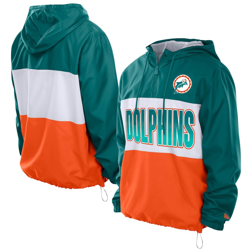 Ripstop Quarter-Zip Hooded Windbreaker - Miami Dolphins Tops