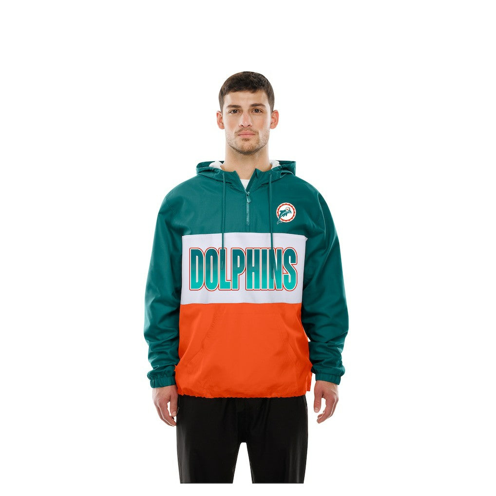 Ripstop Quarter-Zip Hooded Windbreaker - Miami Dolphins Tops