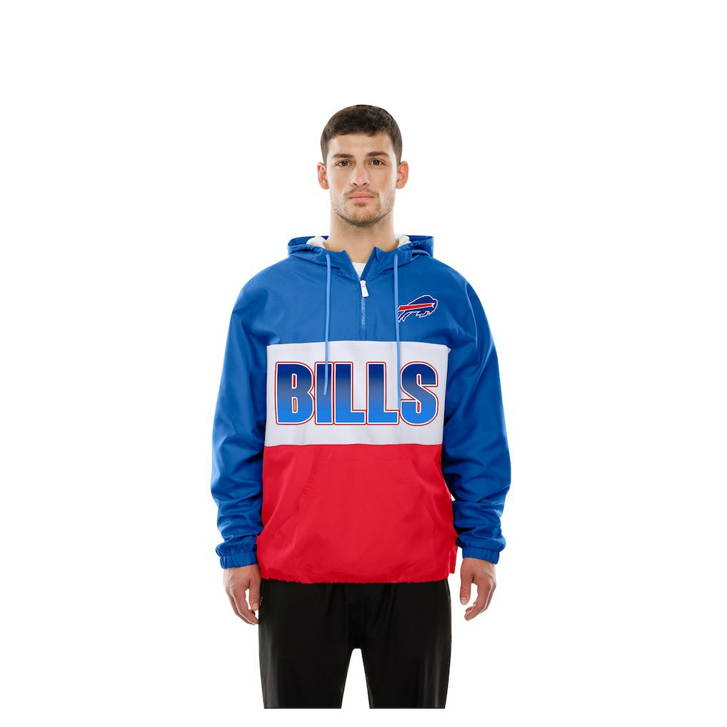 Ripstop Quarter-Zip Hooded Windbreaker - Buffalo Bills Tops