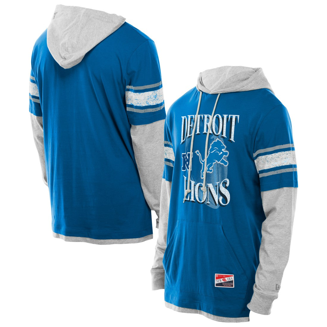 Twofer Layered Long Sleeve Hoodie T-Shirt - Detroit Lions Hoodies