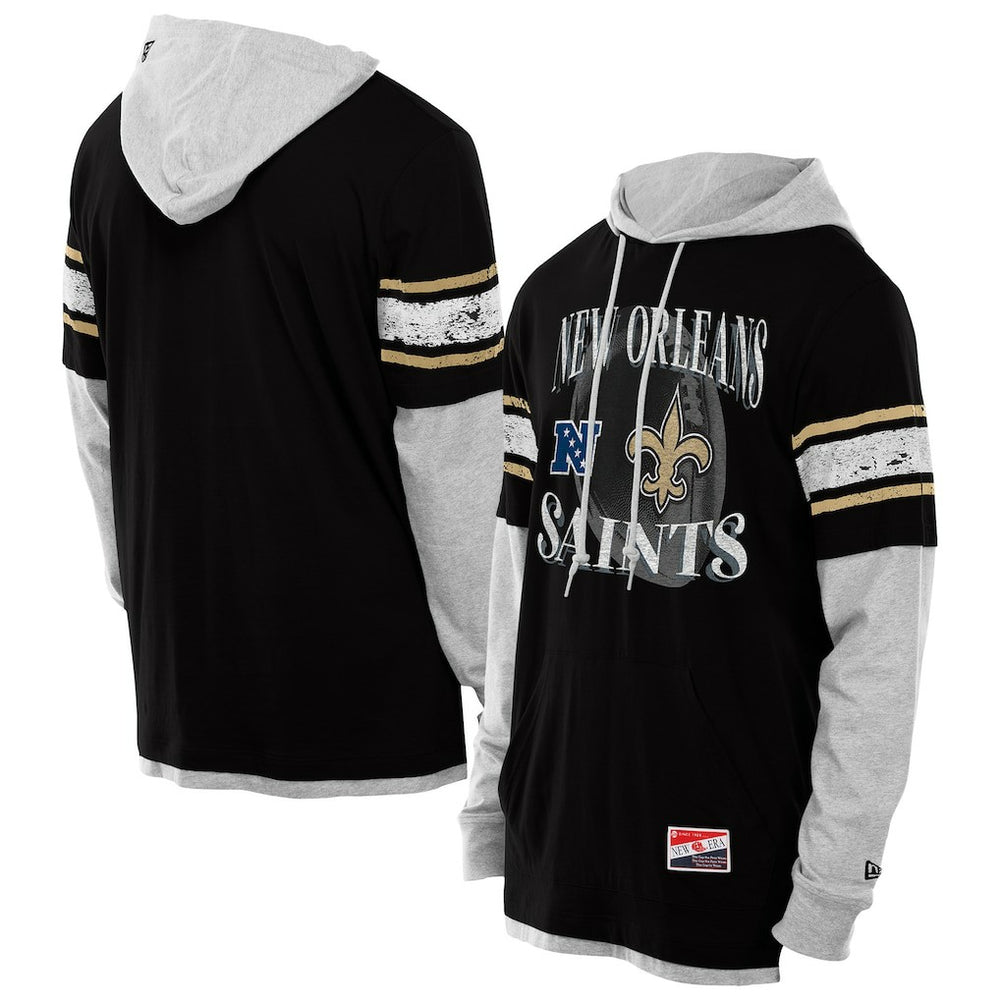 Twofer Layered Long Sleeve Hoodie T-Shirt - New Orleans Saints Hoodies