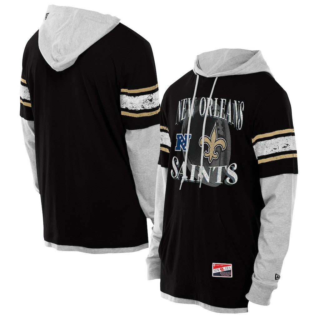 Twofer Layered Long Sleeve Hoodie T-Shirt - New Orleans Saints Hoodies