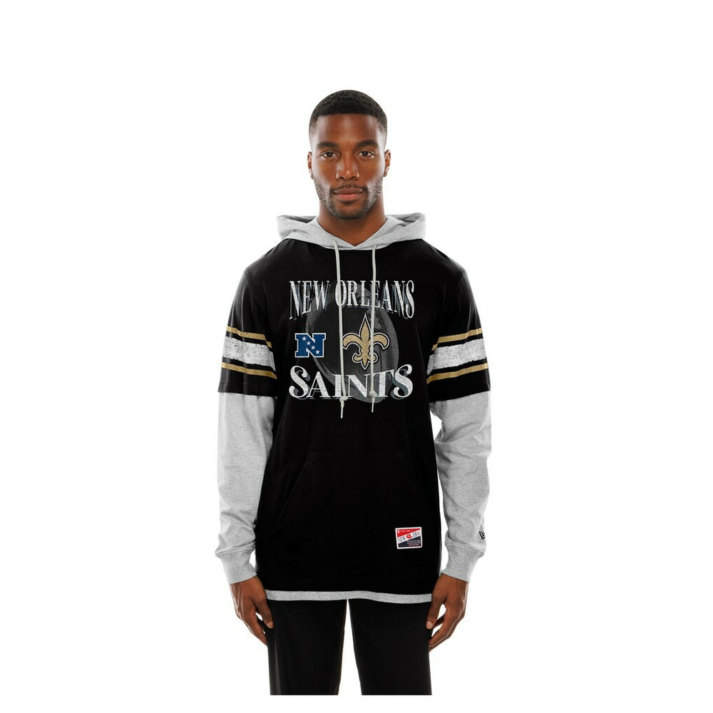 Twofer Layered Long Sleeve Hoodie T-Shirt - New Orleans Saints Hoodies