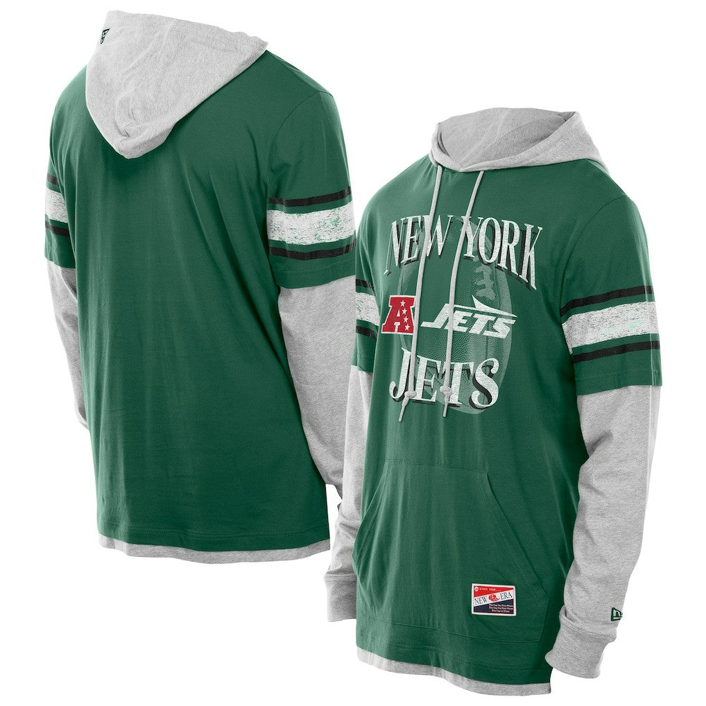 Twofer Layered Long Sleeve Hoodie T-Shirt - New York Jets Hoodies