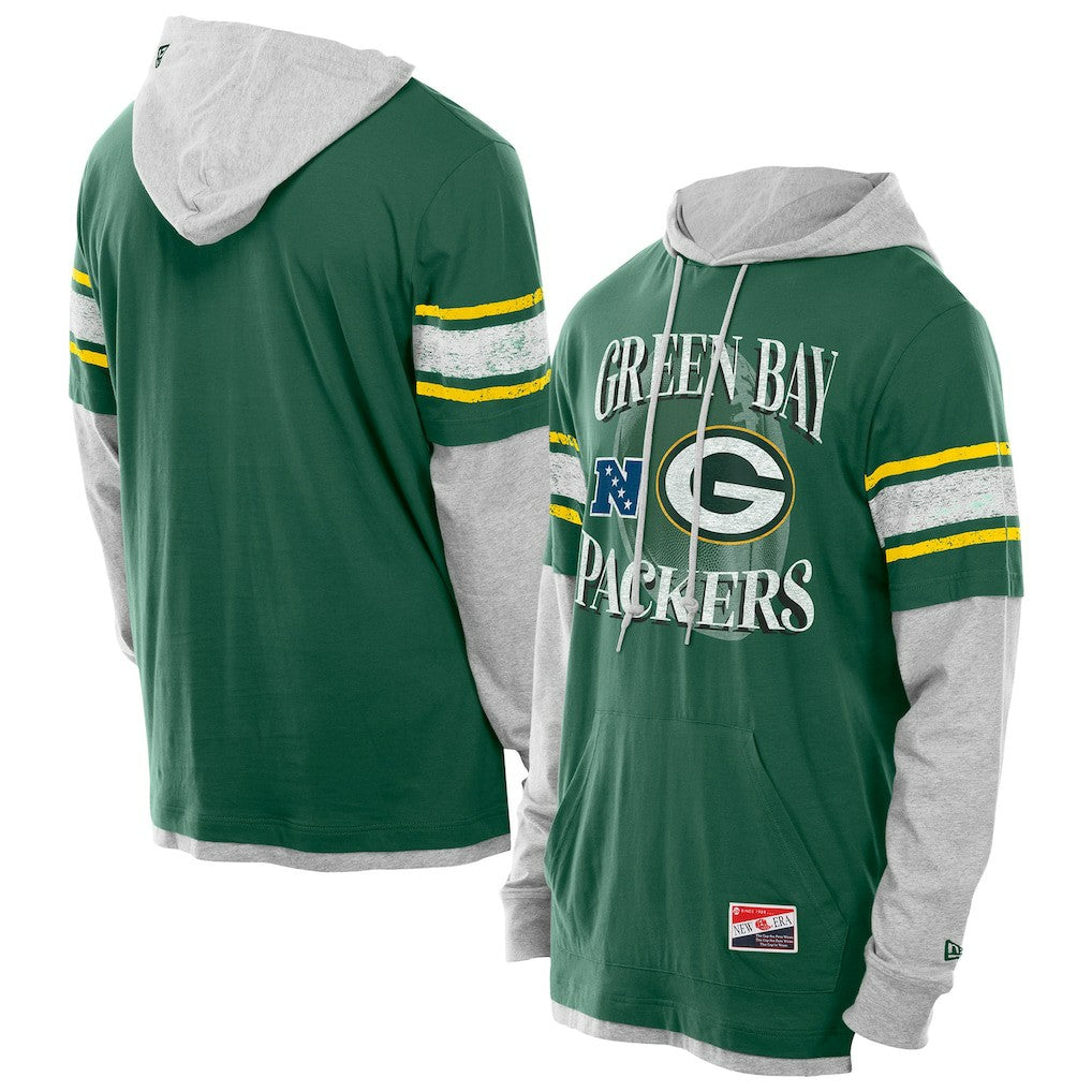 Twofer Layered Long Sleeve Hoodie T-Shirt - Green Bay Packers Hoodies