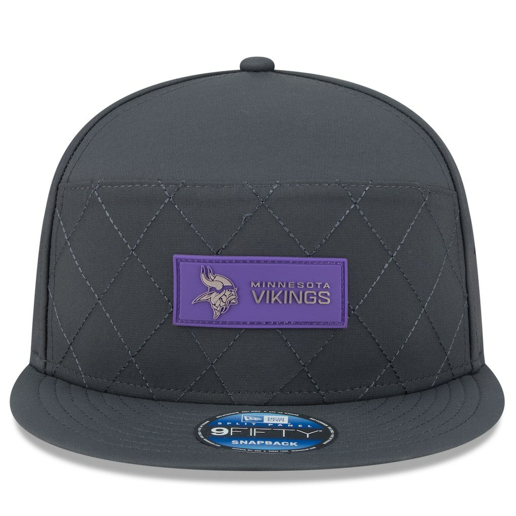2025 Sideline Cold Weather Split Panel 9FIFTY Snapback Hat - Minnesota Vikings Hats