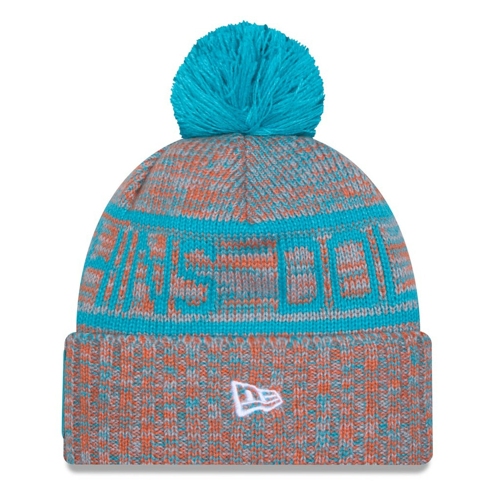2025 Sideline Cold Weather Cuffed Knit Hat with Pom - Miami Dolphins Hats