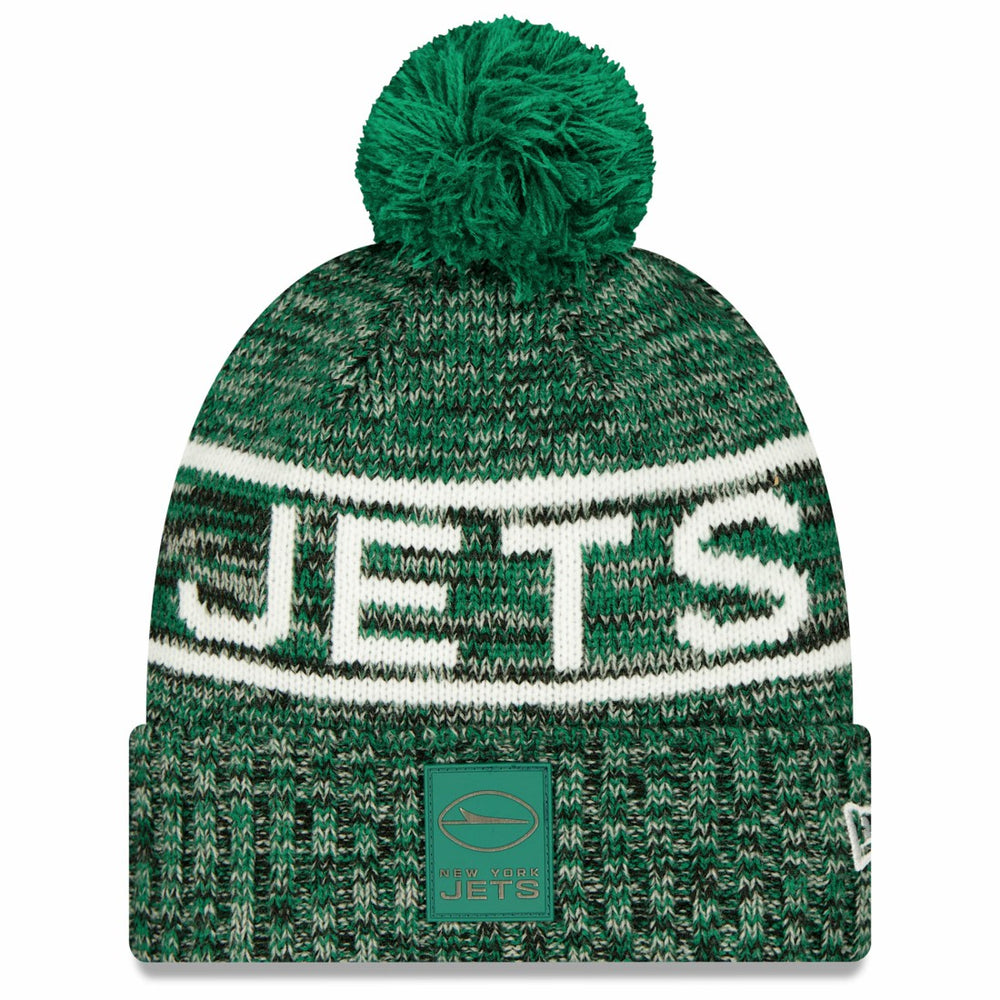 2025 Sideline Cold Weather Cuffed Knit Hat with Pom - New York Jets Hats