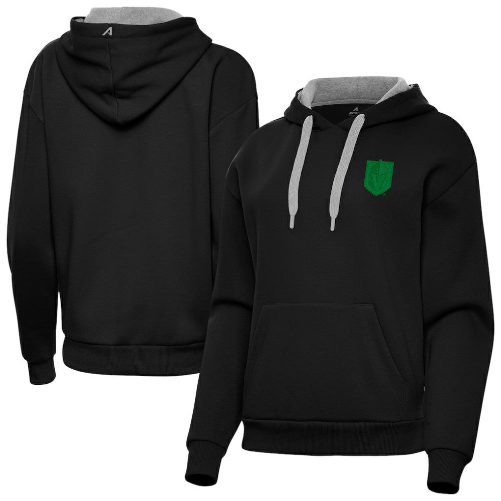 NHL Vegas Golden Knights Antigua Women's St. Patrick's Day Victory Pullover Hoodie