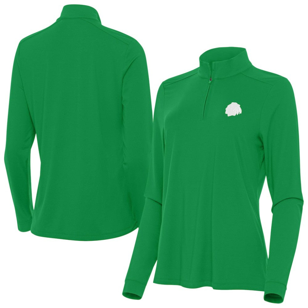 NHL Chicago Blackhawks Antigua Women's St. Patrick's Day Intent Quarter-Zip Performance Pullover