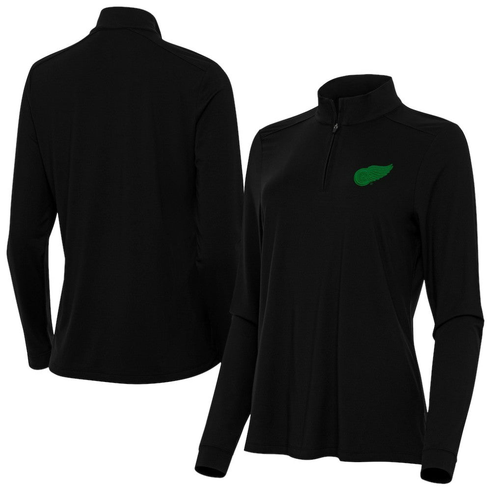 NHL Detroit Red Wings Antigua Women's St. Patrick's Day Intent Quarter-Zip Performance Pullover
