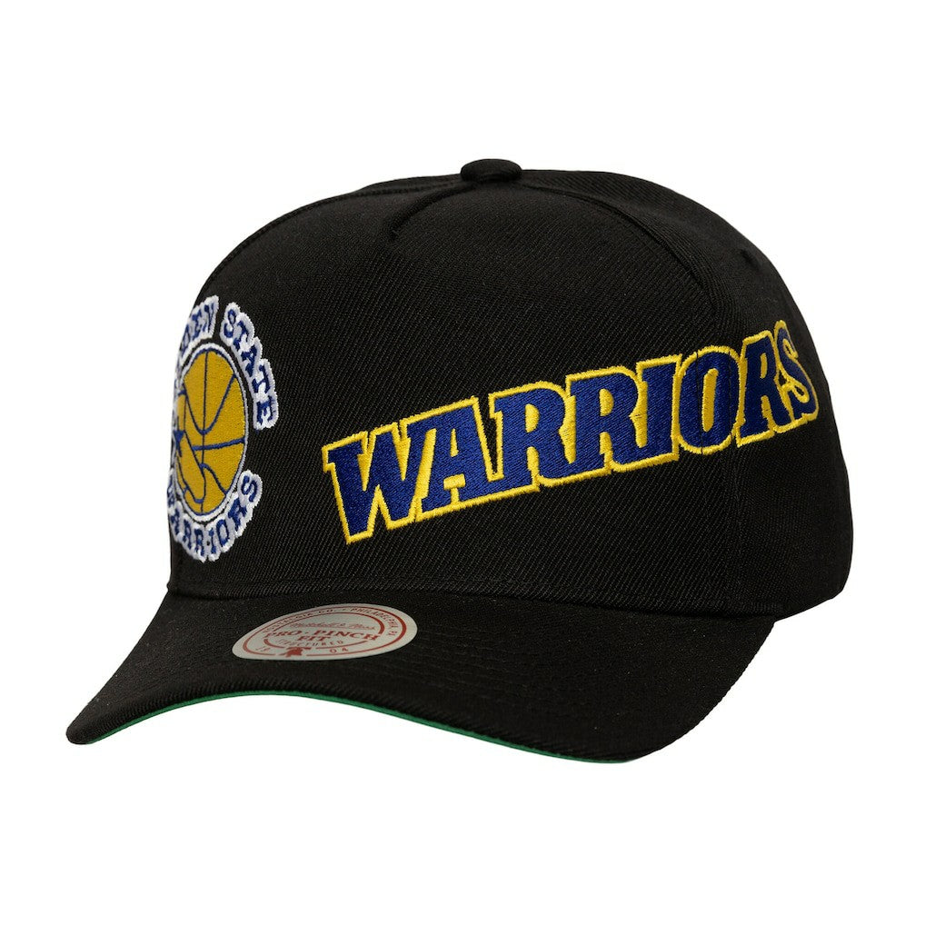 Mitchell & Ness Golden State Warriors Busted Logo Wordmark Wrap-Around Pro Pinch Adjustable Hat sale