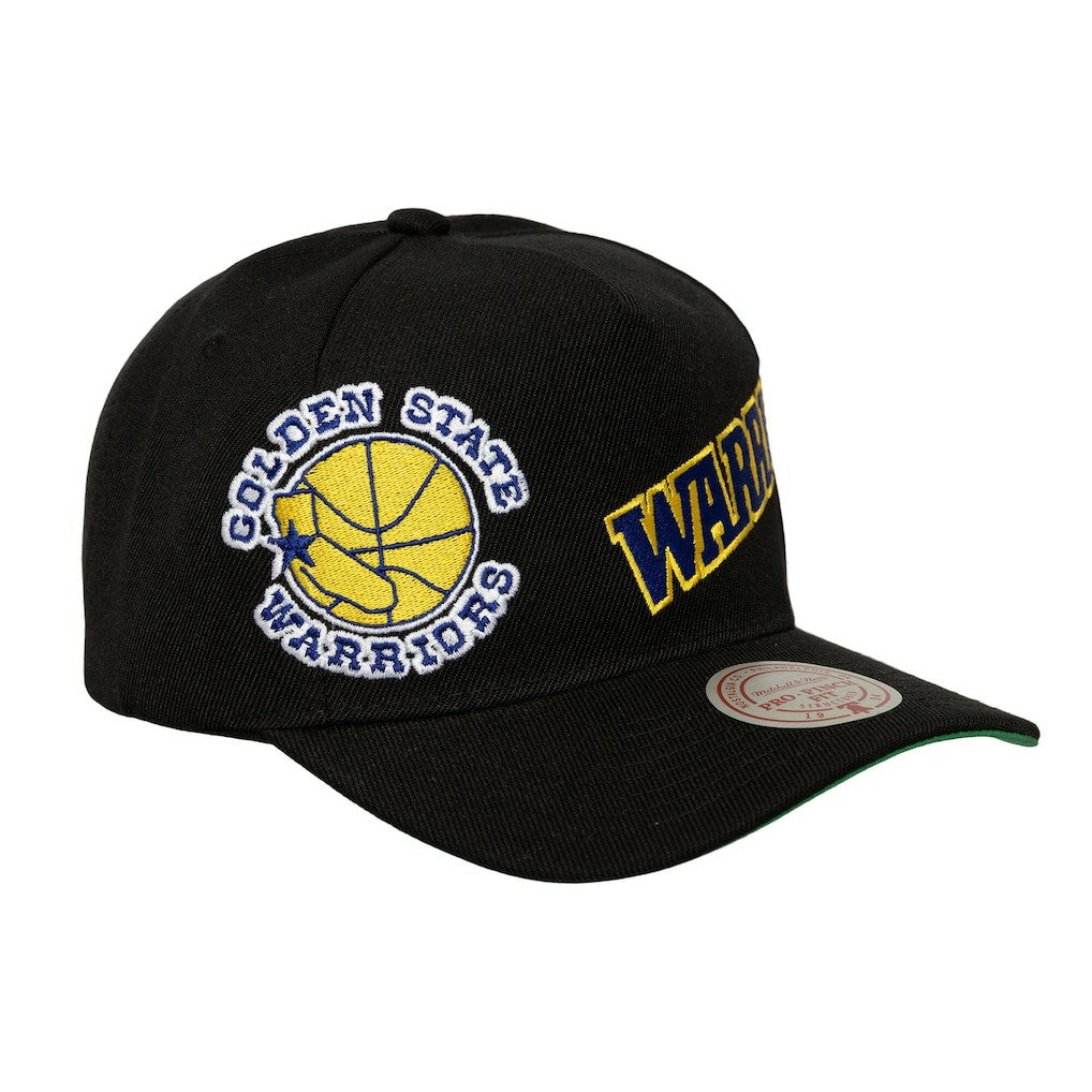 Mitchell & Ness Golden State Warriors Busted Logo Wordmark Wrap-Around Pro Pinch Adjustable Hat sale