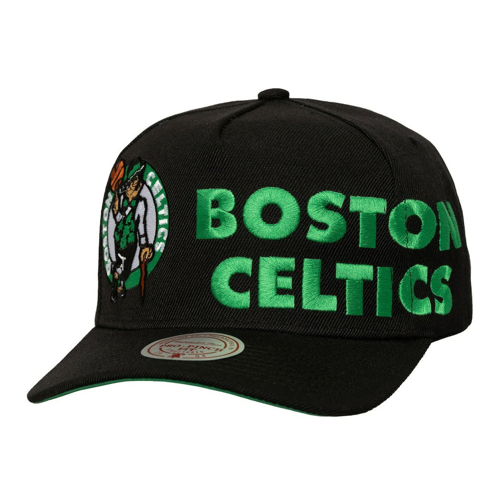 Mitchell & Ness Boston Celtics Busted Logo Wordmark Wrap-Around Pro Pinch Adjustable Hat