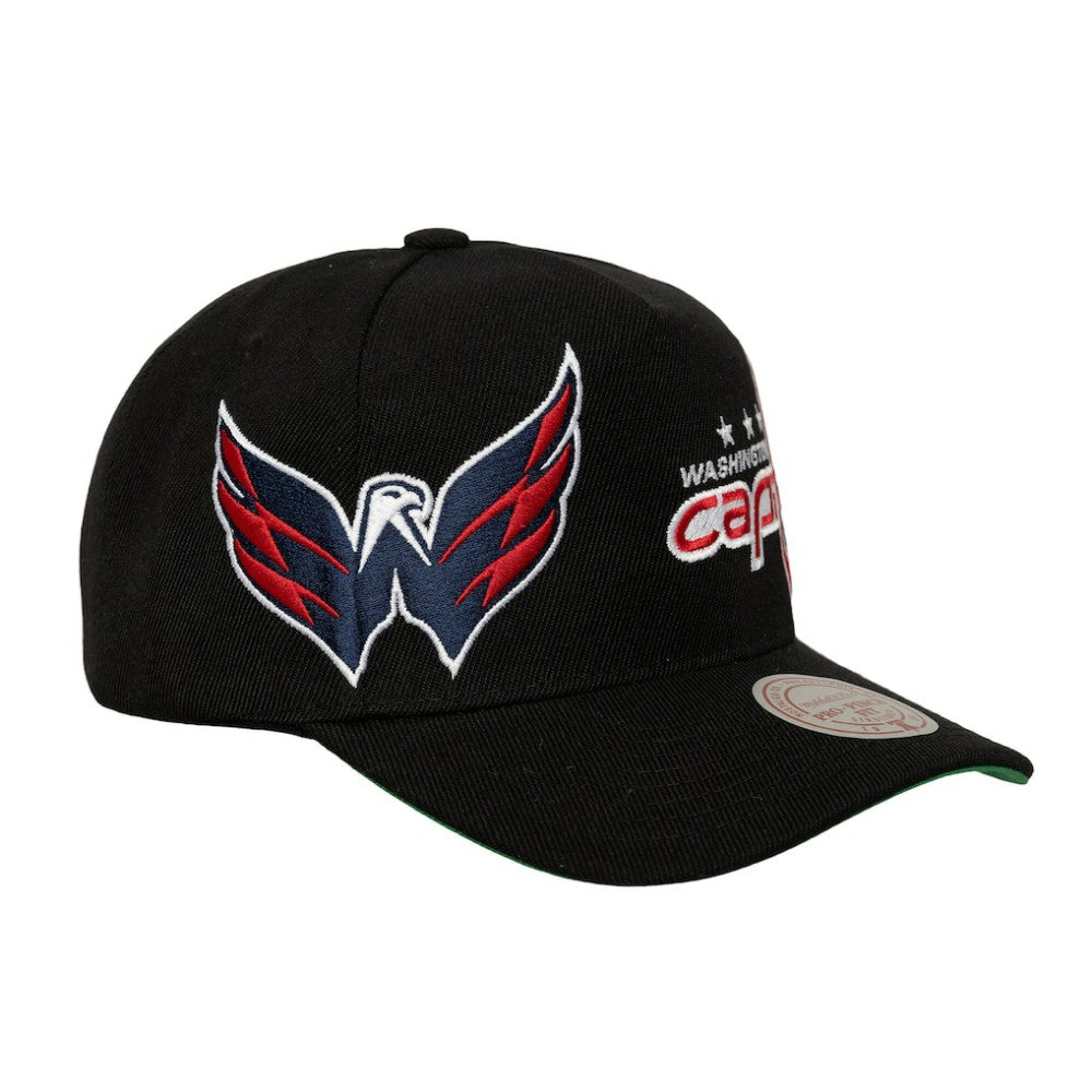 NHL Washington Capitals Mitchell & Ness Busted Logo Wordmark Wrap-Around Pro Pinch Adjustable Hat