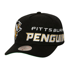 NHL Pittsburgh Penguins Mitchell & Ness Busted Logo Wordmark Wrap-Around Pro Pinch Adjustable Hat