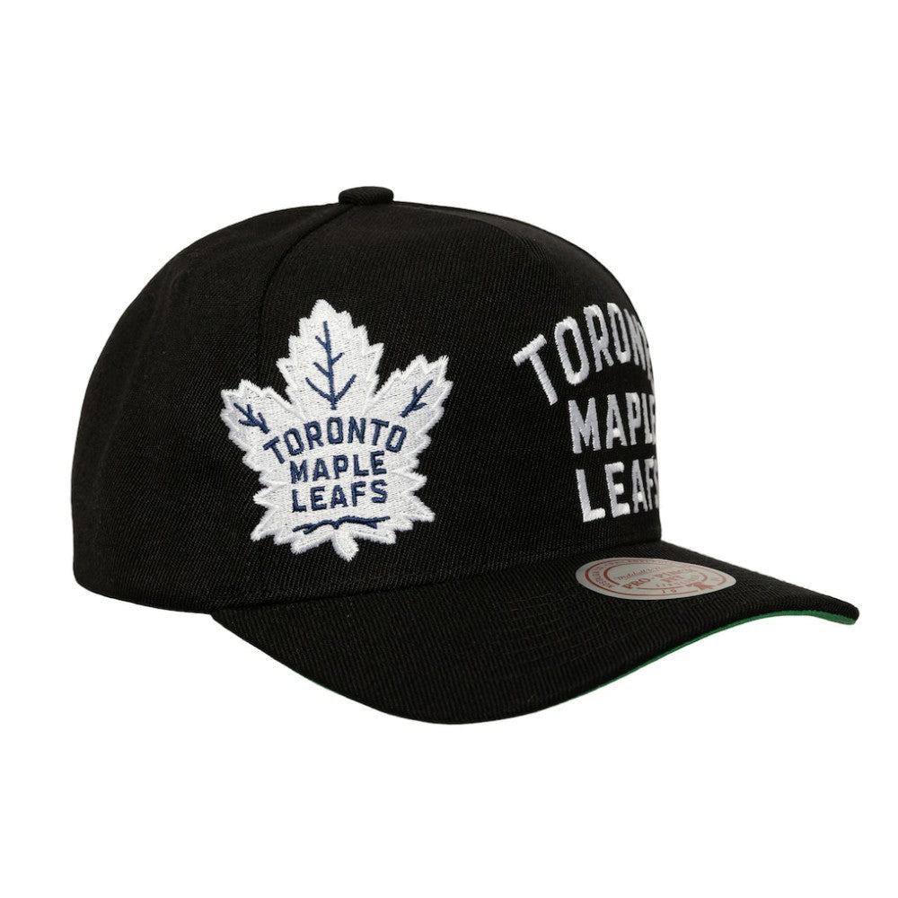 NHL Toronto Maple Leafs Mitchell & Ness Busted Logo Wordmark Wrap-Around Pro Pinch Adjustable Hat