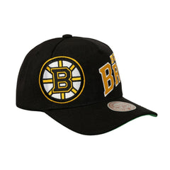NHL Boston Bruins Mitchell & Ness Busted Logo Wordmark Wrap-Around Pro Pinch Adjustable Hat