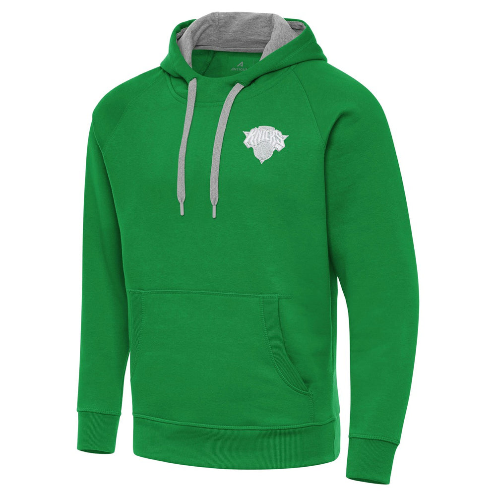 New York Knicks Antigua St. Patrick's Day Victory Raglan Pullover Hoodie