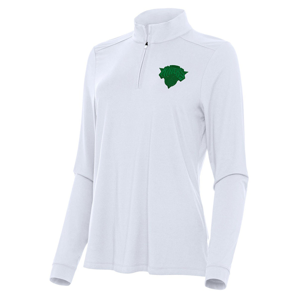 New York Knicks Antigua Women's St. Patrick's Day Intent Quarter-Zip Top