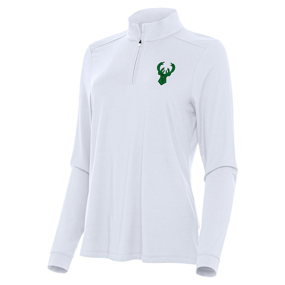Milwaukee Bucks Antigua Women's St. Patrick's Day Intent Quarter-Zip Top