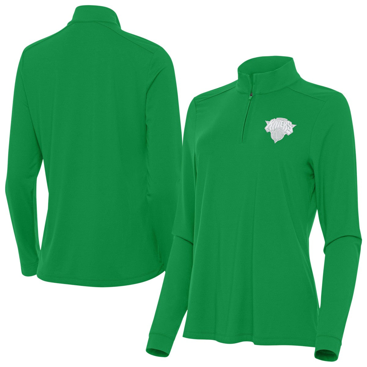 New York Knicks Antigua Women's St. Patrick's Day Intent Quarter-Zip Top