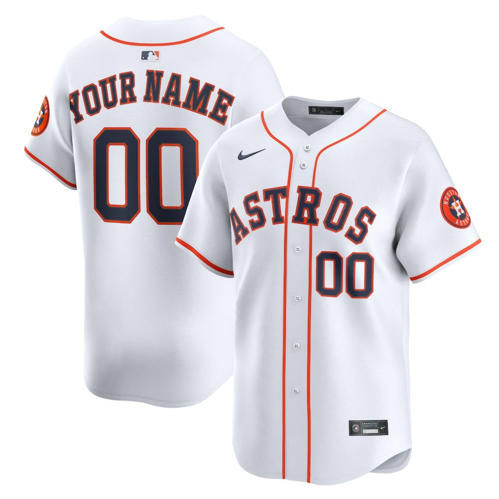 White Houston Astros Nike Home Limited Custom Jersey