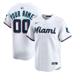 White Miami Marlins Nike Home Limited Custom Jersey