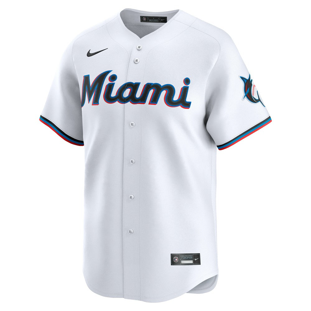 White Miami Marlins Nike Home Limited Custom Jersey